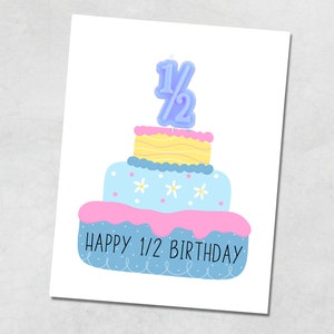 Half Birthday Card For Boy, Happy Half Birthday, Celebrate 1/2 Birthday, Birthday Cake, 6 Month Birthday, Funny Birthday Card for Him