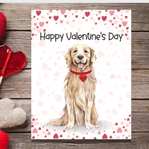 Valentinstag Karte zum Ausdrucken, Golden Retriever Hund Valentinstag Karte, Karte für Hunde-Liebhaber, Karte für Ihn, für Hunde-Liebhaber, Karte für Ihn