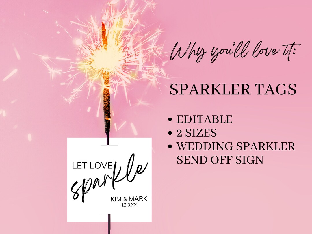 Wedding Sparkler Tag Printable, Let Love Sparkle, Sparkler Send off ...