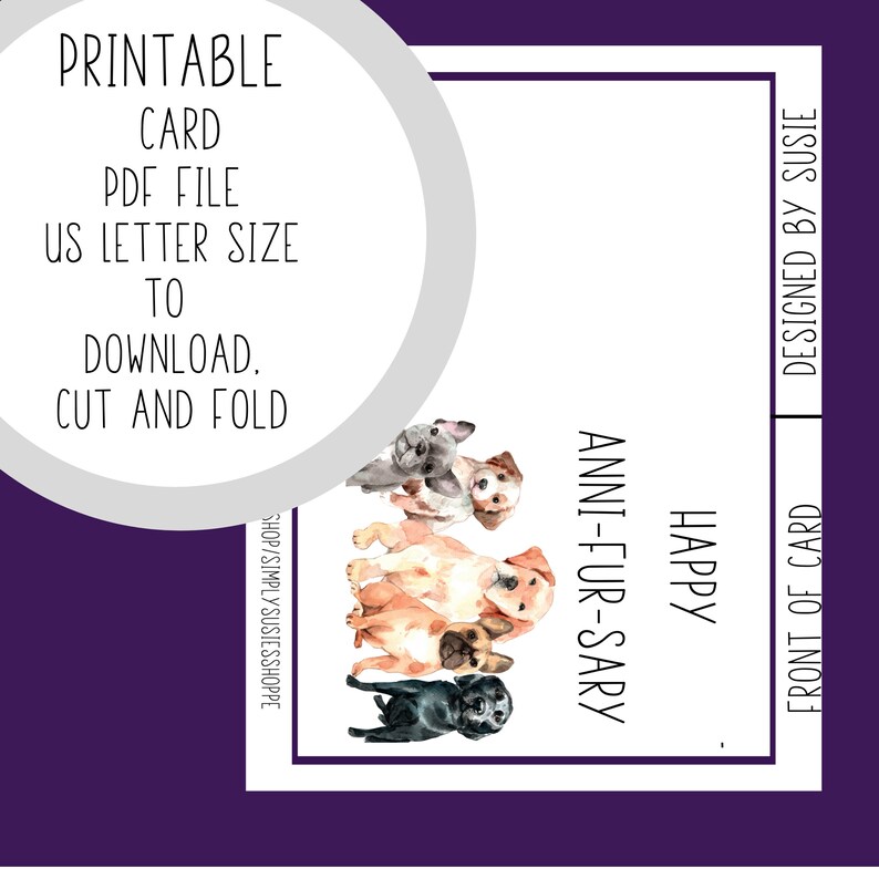 Printable Anniversary Card With Dogs Instant Download | Etsy