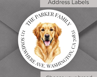 Personalized Dog Address Labels | Custom Return Address Stickers | German Shepherd, Lab, Beagle, Dachshund, New House Label for Housewarming