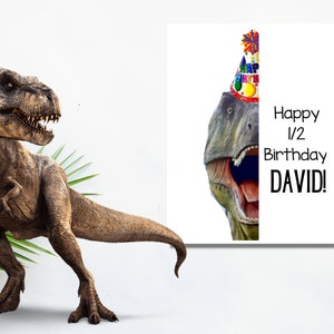 Personalised Half Birthday Card, Card for Half Birthday, 1/2 Birthday, Dinosaur Birthday Card, Half Birthday Boy, Birthday Card For Boy