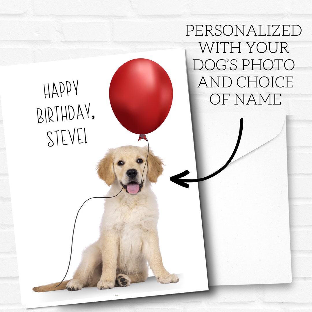 Custom Pet Portrait Birthday Card, Personalized Photo Card, Dog Cat ...