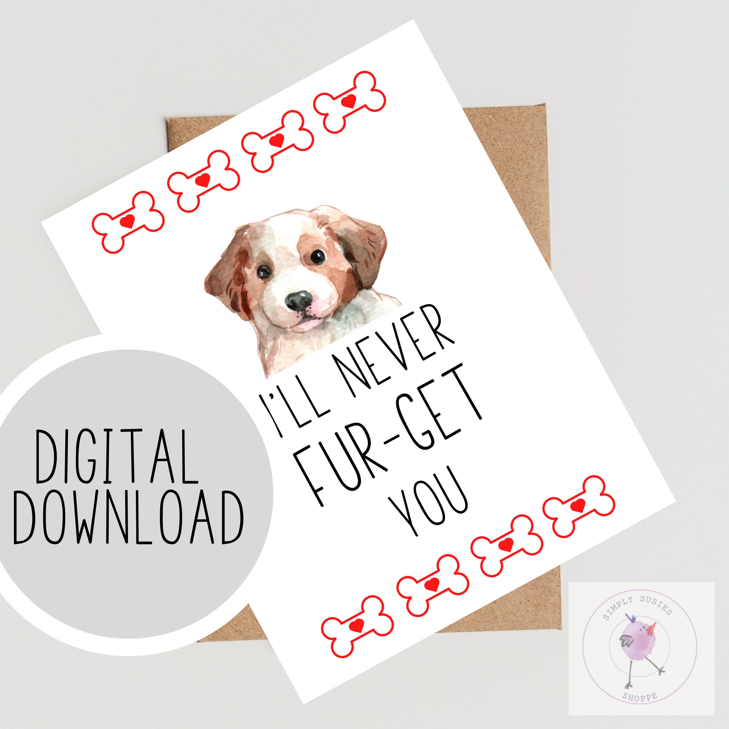 Printable Card With Dogs Instant Download Greeting Card - Etsy