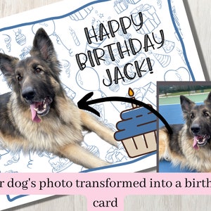 Personalized Birthday Card with Pet Photo, Custom Dog Lover Gift, Happy Birthday from the Dog, Dog Mom or Dog Dad Present, Cat Portrait Card