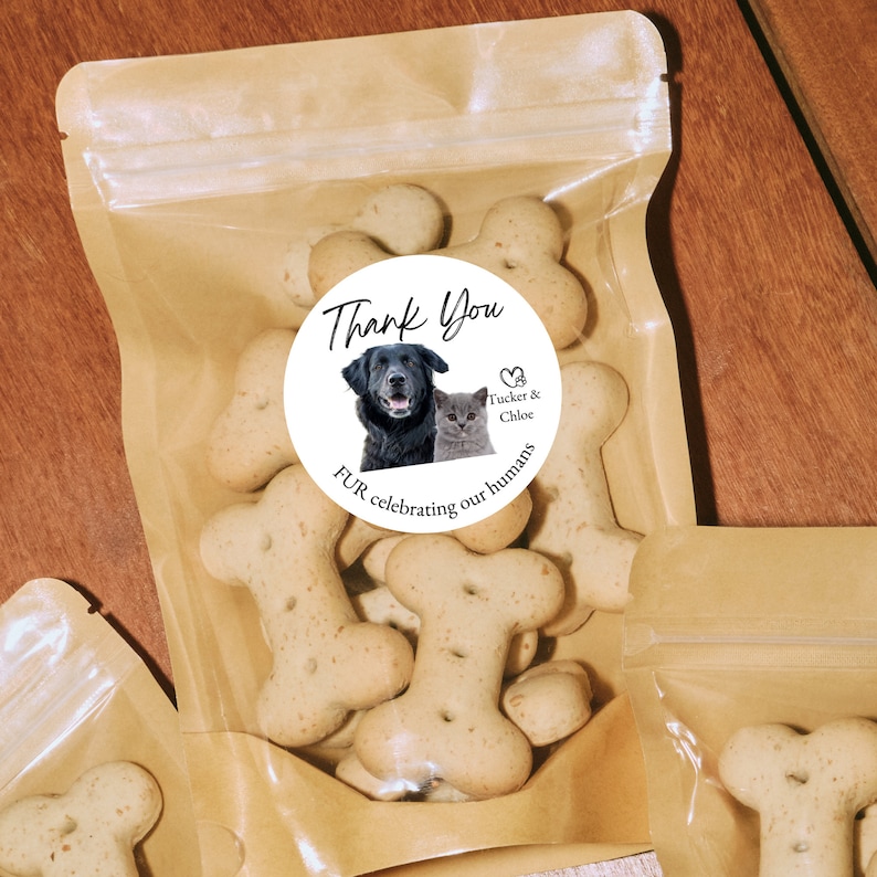 Wedding Stickers, Dog Wedding, Pet Photo Gift, Thank You Sticker, Custom Wedding Favor Label, Dog Treat Bag, Personalized Gift For Dog Owner