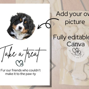 Wedding Favor Sign, Dog Wedding Favor, Editable Thank You Sign, Please Take One, Dog Bar Wedding Sign, Take a Treat Sign, Pet Treat Favor image 5