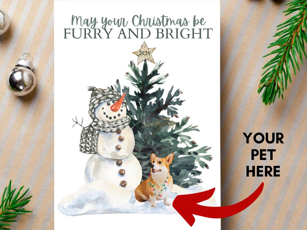 Personalized Pet Christmas Cards, Custom Card With Dog, Watercolor Pet ...