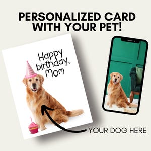 Personalized Birthday Card, Card From The Dog, Dog Portrait Photo, Happy Birthday Pet Lover Gift, Custom Greeting, Her, Him, Dog Dad Dog Mom