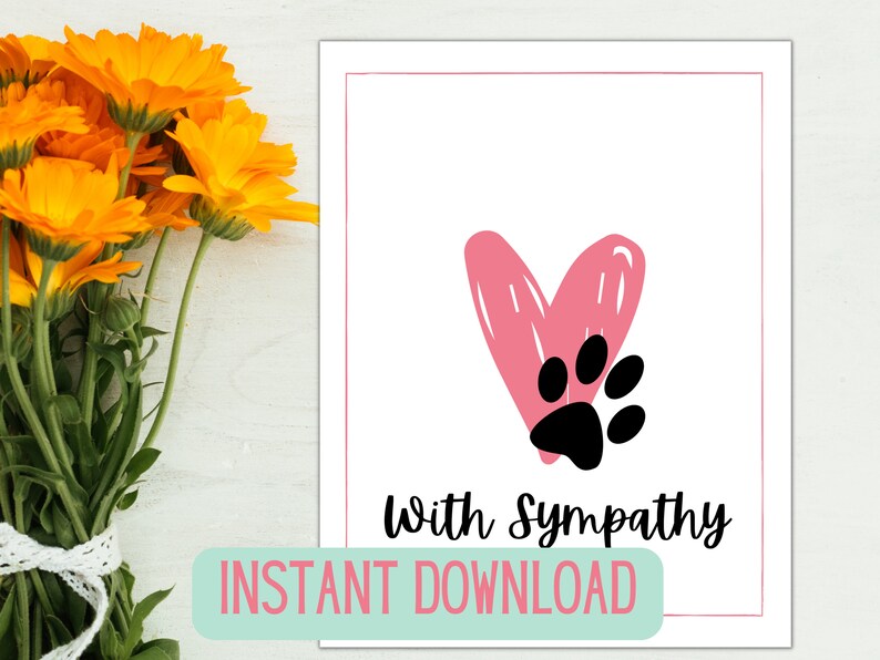 PRINTABLE Sympathy Card Pet Sympathy Card for Loss of Dog - Etsy