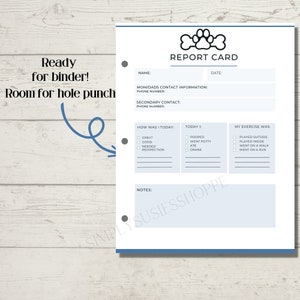 Printable Dog Report Card, Dog Report Notes, Dog Boarding, Doggie ...