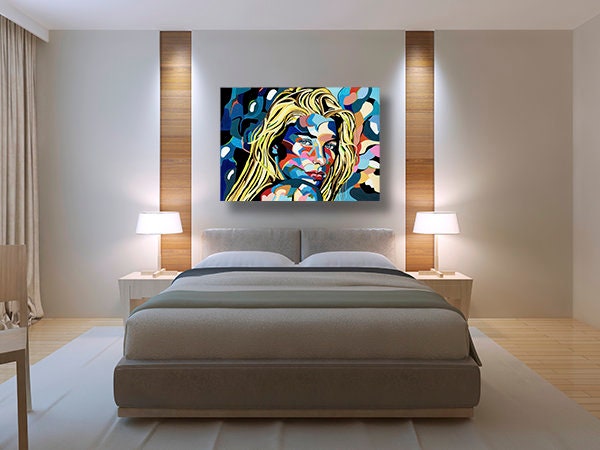 Large Woman Portrait Pop Art Canvas Bedroom Canvas Wall Art - Etsy