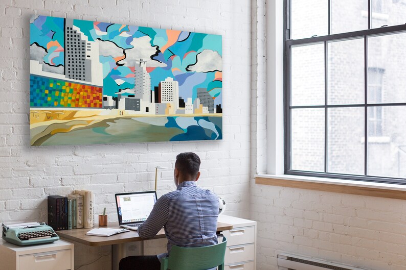 Urban Wall Art Large Home Office Art Print Colorful Canvas - Etsy