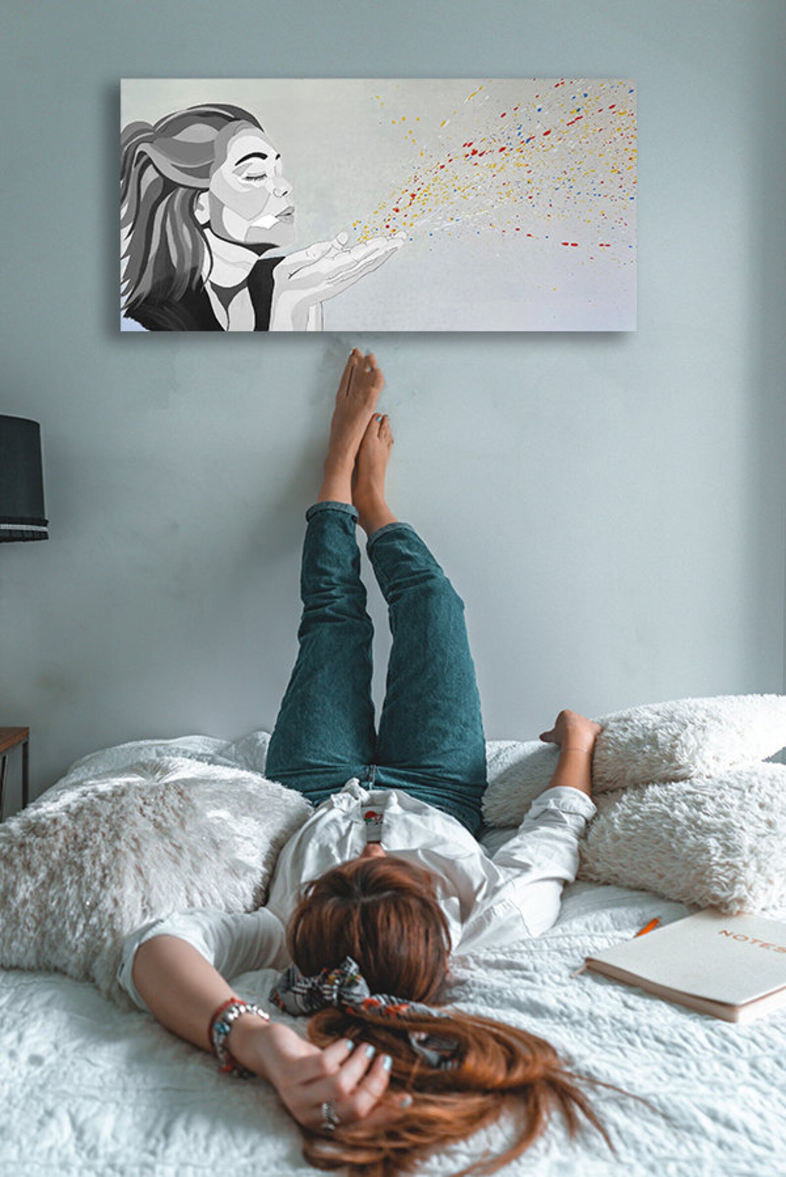 Large Horizontal Wall Art Teen Girl Wall Decor Large Woman Etsy