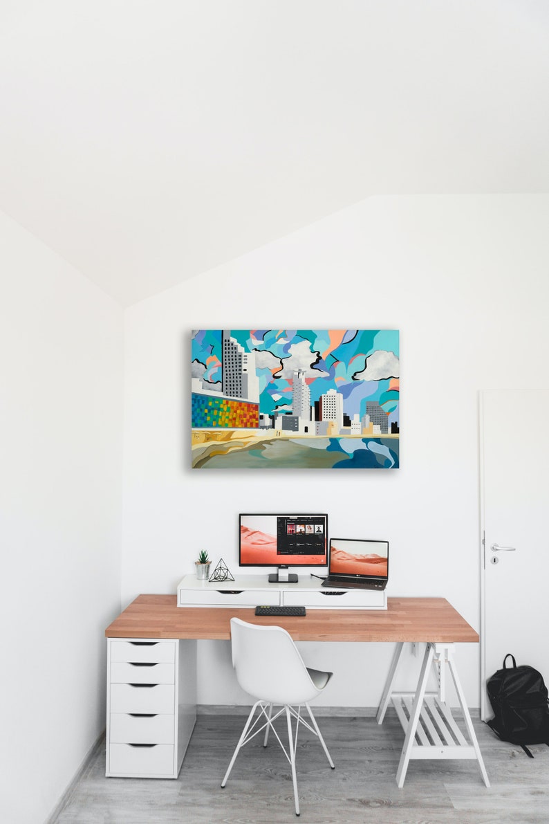 Urban Wall Art Large Home Office Art Print Colorful Canvas - Etsy