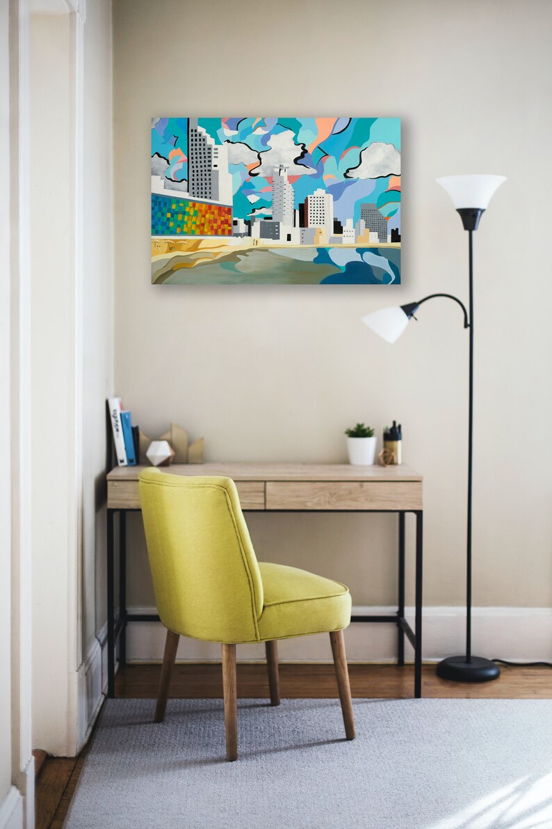 Urban Wall Art Large Home Office Art Print Colorful Canvas - Etsy