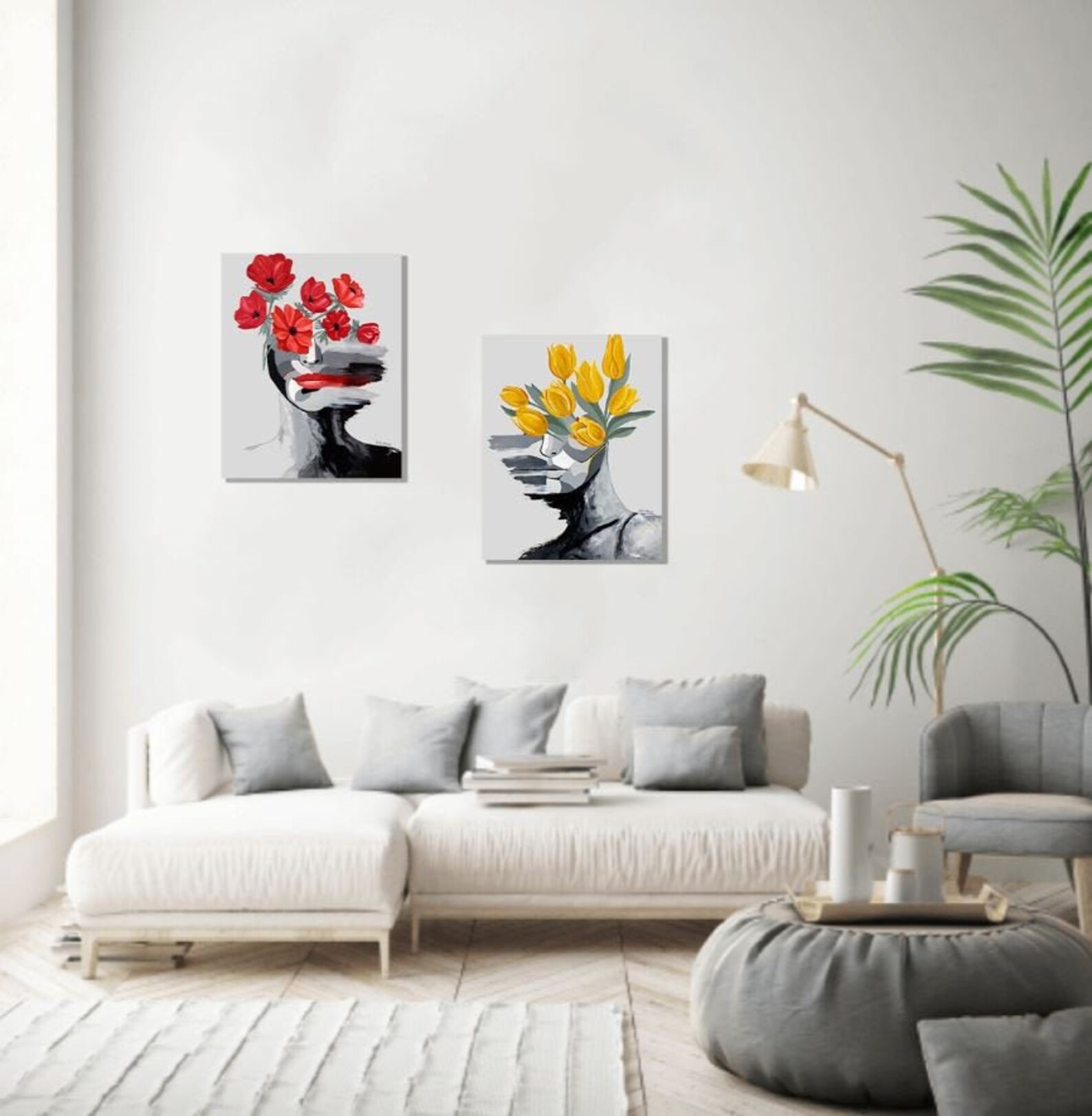 Canvas Art Set Black Yellow Wall Art Living Room Canvas Wall Etsy