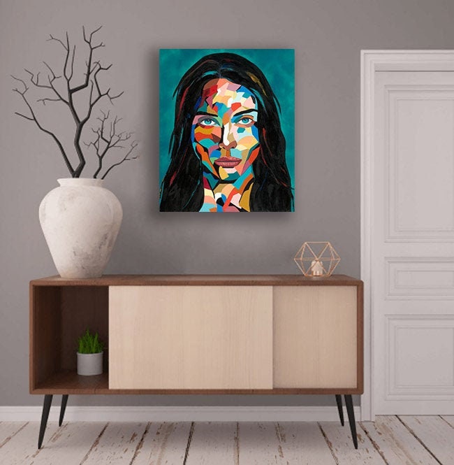 Woman Portrait Canvas Colorful Canvas Wall Art Large | Etsy