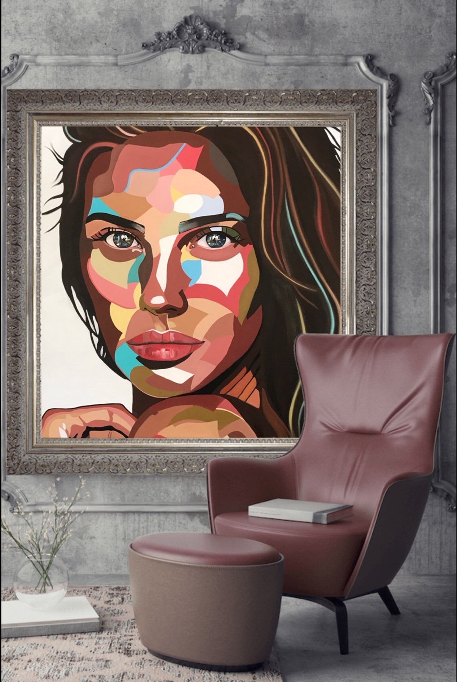Colorful Art Print Woman Portrait Wall Art Modern Wall Etsy