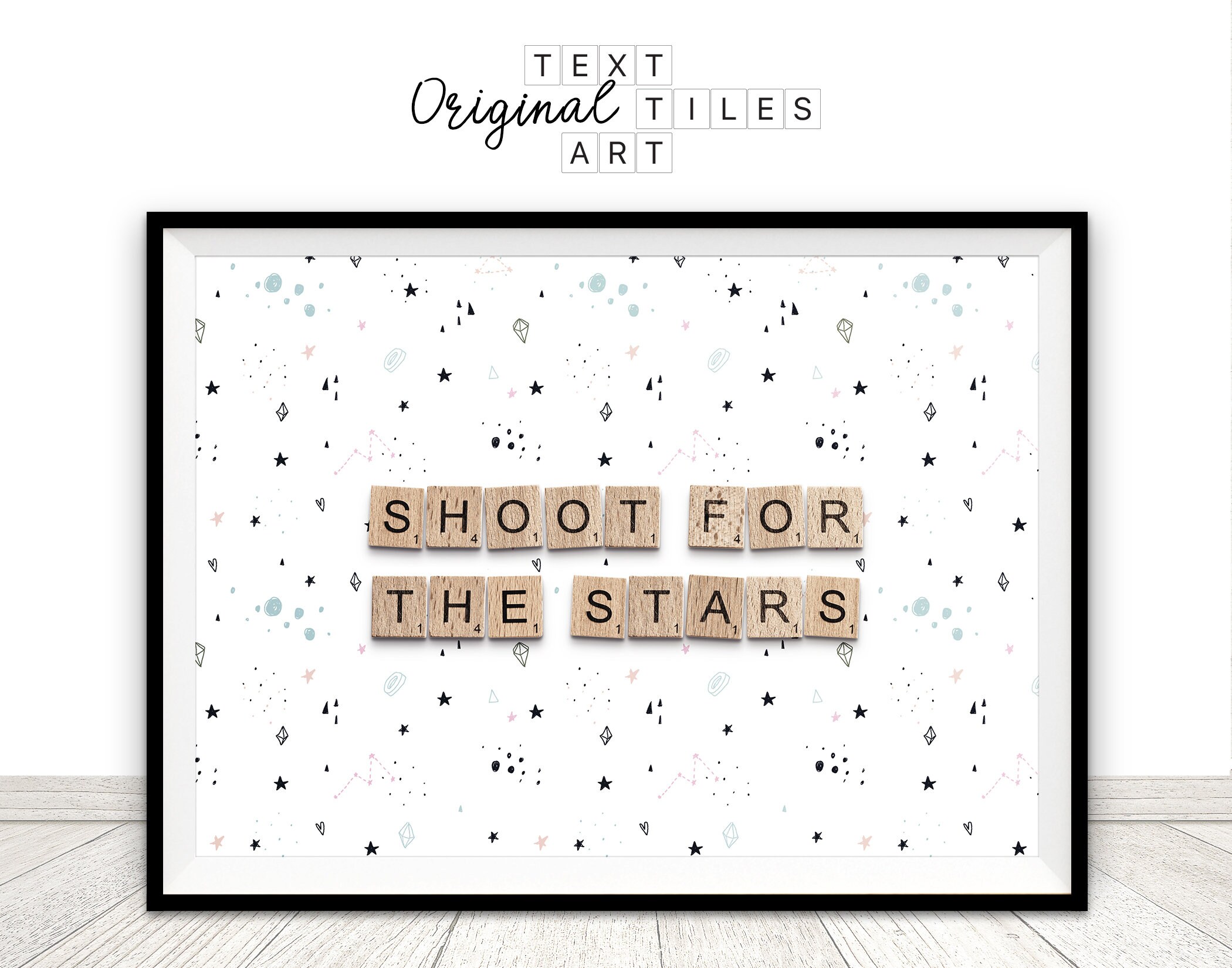 Shoot For The Stars Inspirational Quote Printable Nursery | Etsy
