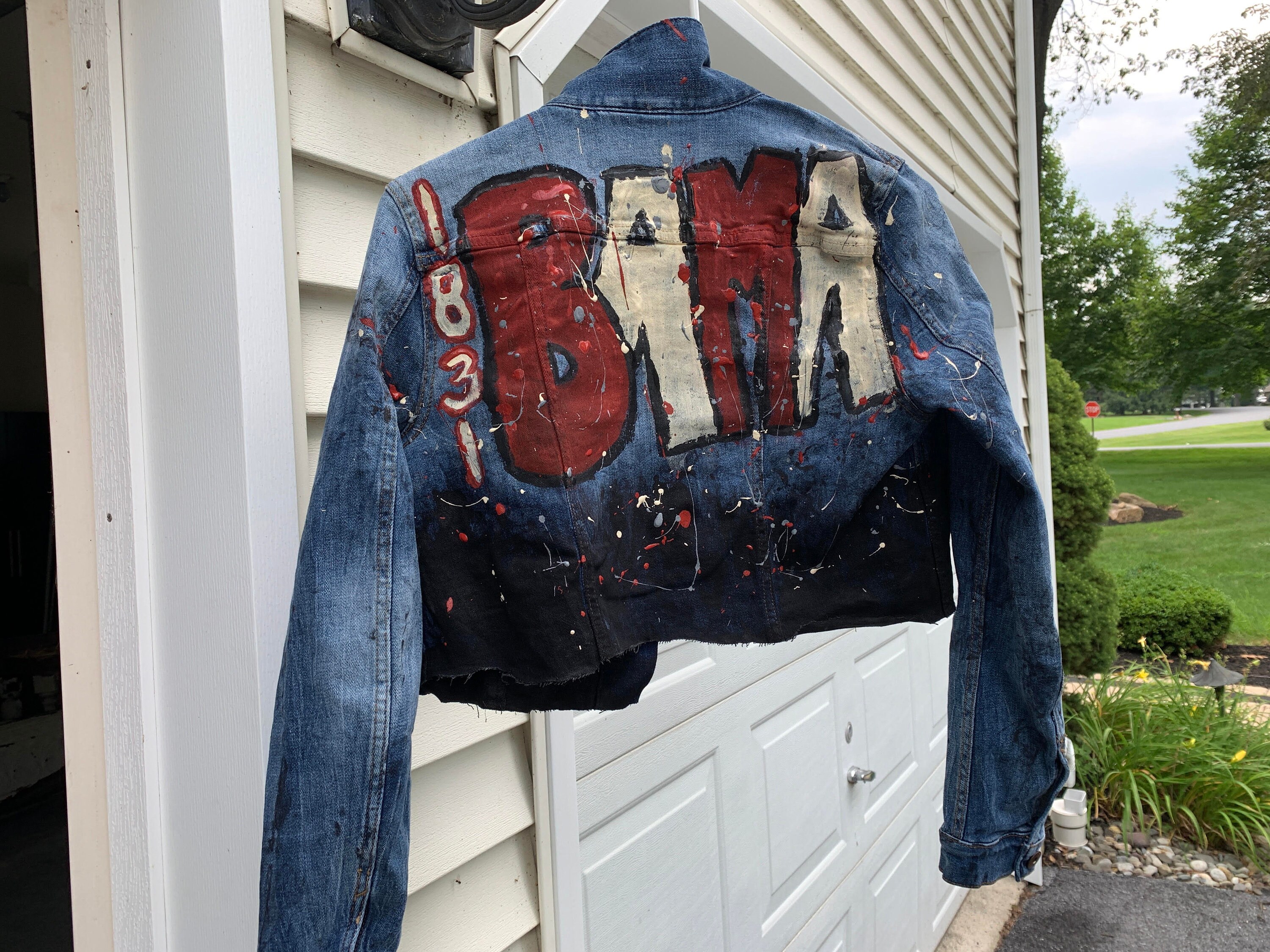 College painted jean jacket sale