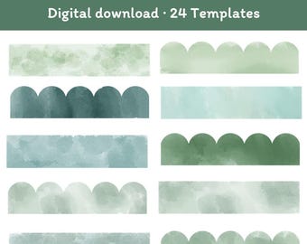 Watercolor Eucalyptus Bulletin Board Borders | Printable Neutral Boho Classroom Decor