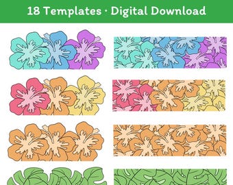 Tropical Bulletin Board Borders | Classroom Decor | Tropical Leaves & Hibiscus Theme | Instant PDF Download