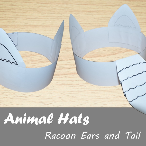 Printable Paper Animal Hat Racoon Ears and Tail