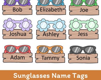 Groovy Sunglasses Name Tags | Retro Flower Power Classroom Decor (Digital Download)