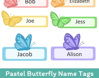 Editable Butterfly Name Tags | Pastel Desk Name Plates | Classroom Labels Printable