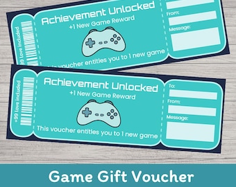Editable Game Gift Voucher: Printable Gaming Achievement Unlocked Ticket Gift (PDF & PPTX)