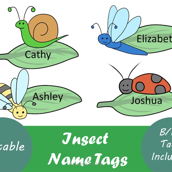 Editable Insect Name Tags