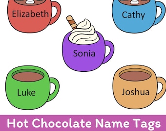 Etiquettes de nom de chocolat chaud : décoration de classe imprimable modifiable (produit numérique, fichier PDF et PPTX)