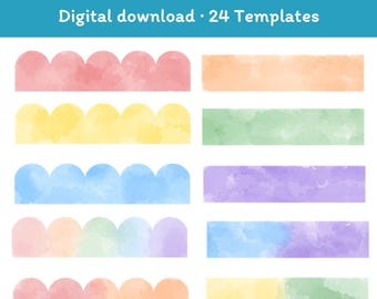 Printable Watercolor Bulletin Board Borders | Pastel Classroom Decor