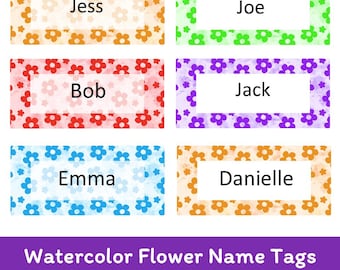 Editable Watercolor Flower Name Tags | Printable Desk Labels