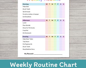 Editable Weekly Routine Chart for Kids | Printable Chore Checklist | Morning Afternoon Evening Responsibility Tracker
