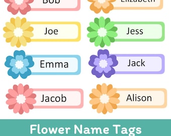 Flower Name Tags – Editable Classroom Labels (Digital Download)