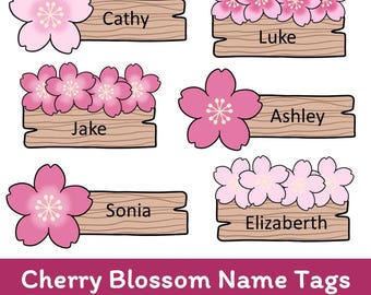 Editable Cherry Blossom Flower Name Tags: Classroom Labels (Digital Product)