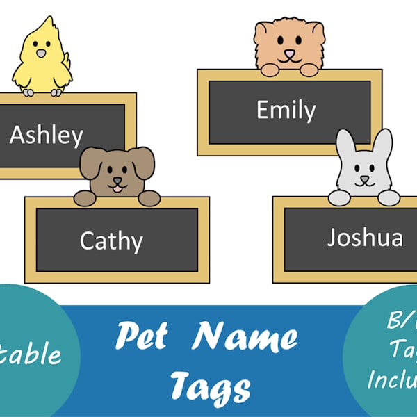 Editable Pet Name Tags