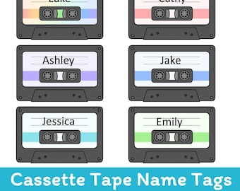 Editable Cassette Tape Name Tags