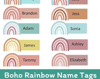 Editable Boho Rainbow Name Tags: Printable Classroom Decor (Digital Download, PDF & PPT File Included)