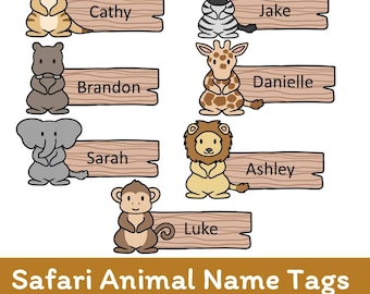 Safari Animal Name Tags: Printable Classroom Decor (Digital Download, PDF & PPTX File Types Available)