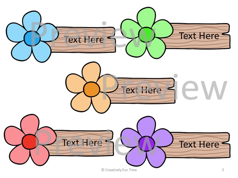 Editable Flower Name Tags - Etsy