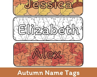 Editable Autumn Name Tags, Fall Leaf Desk , Cubby Labels, Labels, Classroom Decor