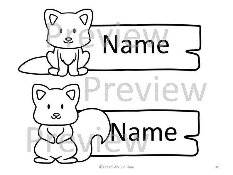 Editable Woodland Animal Name Tags Etsy