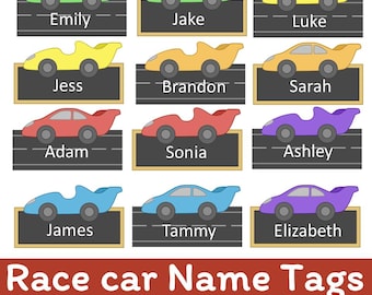 Editable Race Car Name Tags: Printable Classroom Decor (Digital Download, PDF & PPT File Included)