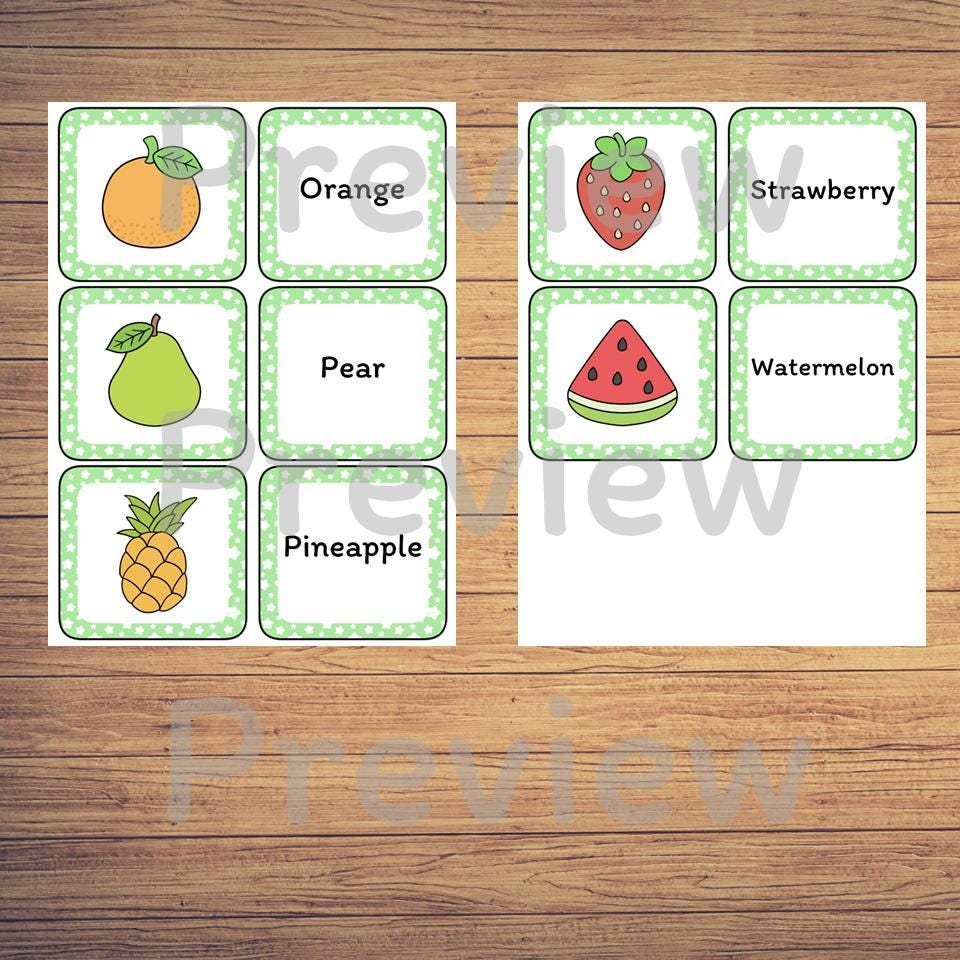 Fruit Matching Game Printable | Preschool Memory Cards - Etsy Australia