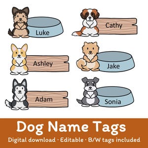 Editable Dog Name Tags: Classroom Decor (Digital Product)