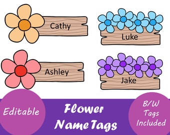 Editable Flower Name Tags