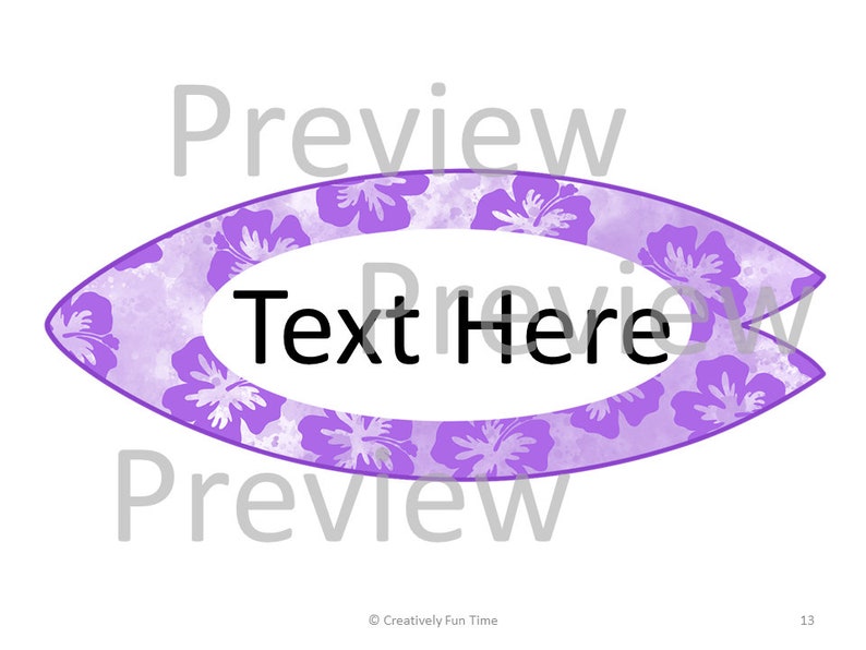 Editable Watercolor Hibiscus Surfboard Name Tags Etsy